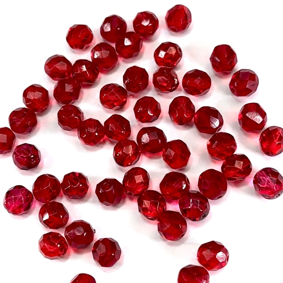 Red Ruby Coated Mix Czech Fire Polished Round Faceted Glass Beads light and dark red mix 6mm 8mm