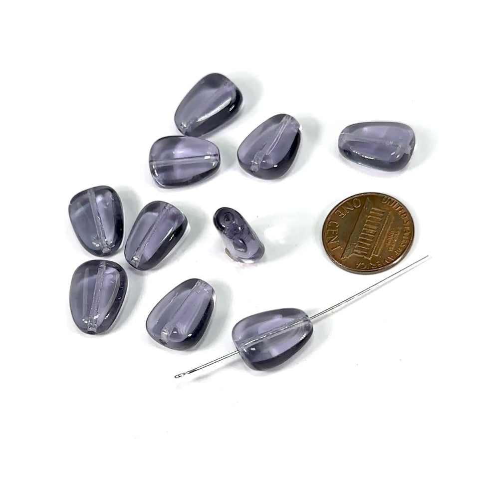 Czech Pressed Druk Fancy Glass Beads 16x12mm Tanzanite 10pcs CL751