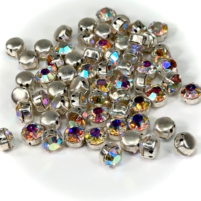 Sew On Rhinestones (in Settings) Chaton Montees SS20 Crystal/Silver