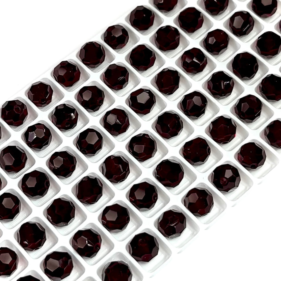 Garnet Czech Glass Machine Cut Round Crystal Beads very dark red color 8mm 10mm 14mm