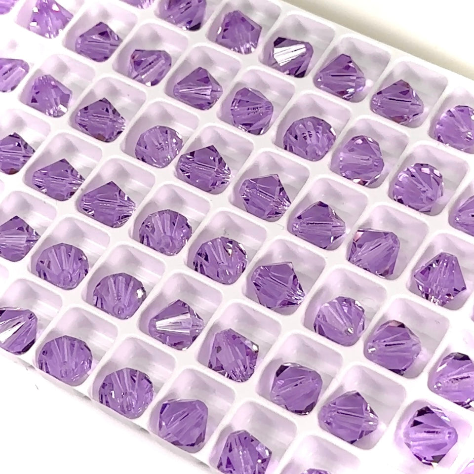 Violet Czech Glass Beads Machine Cut Bicones (MC Rondell Diamond Shape) transparent rich purple crystals 3mm 4mm 5mm 6mm 8mm