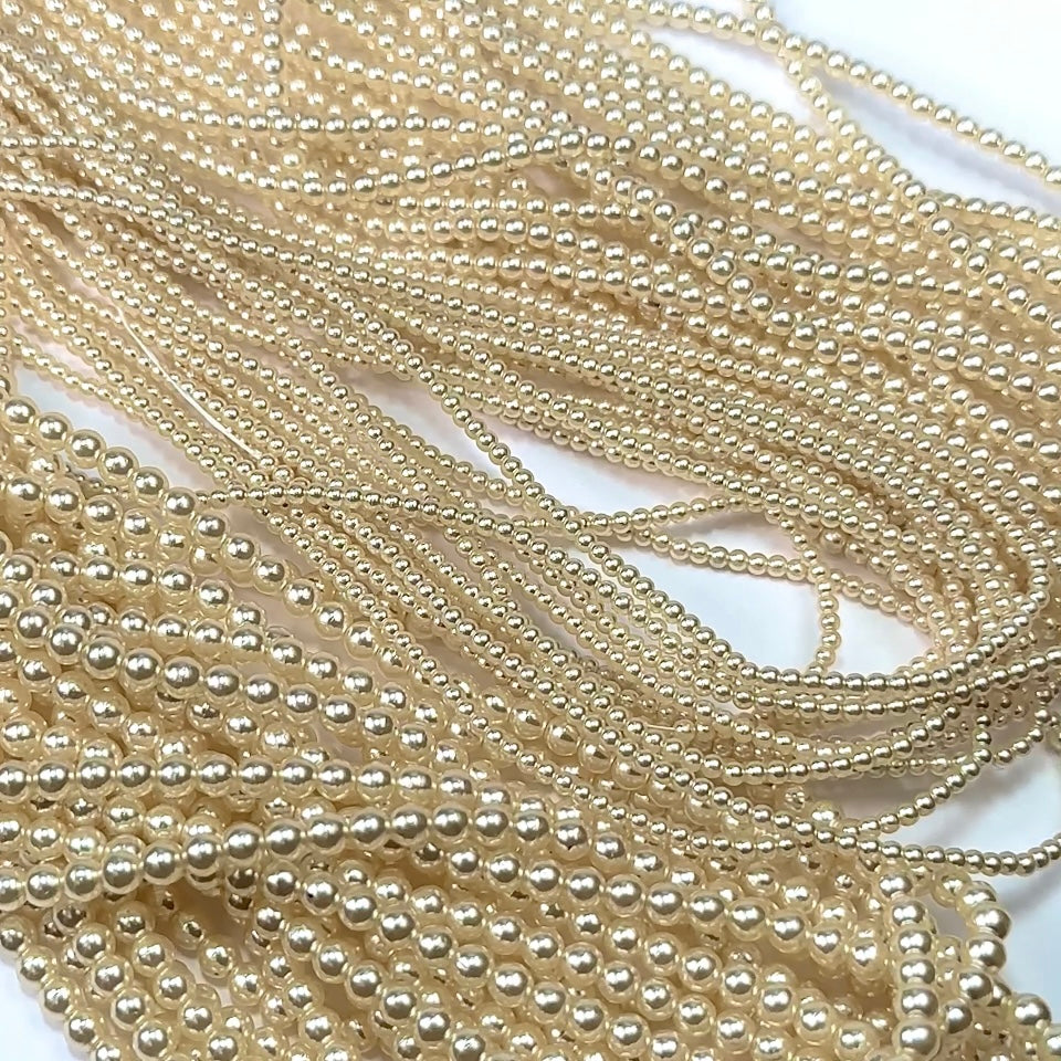 Czech Round Glass Imitation Pearls Cream Ivory Pearl color 2mm 3mm 4mm 8mm 10mm 12mm 14mm