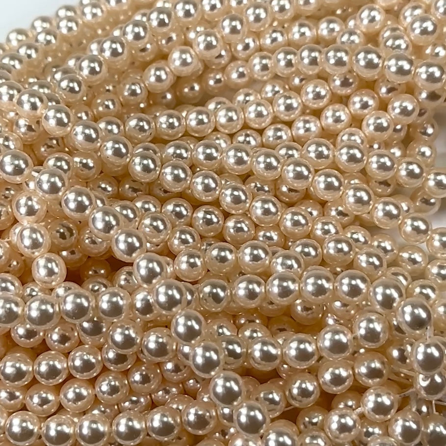 4mm Round Glass Pearl Beads , Imitation Loose Pearl Beads For