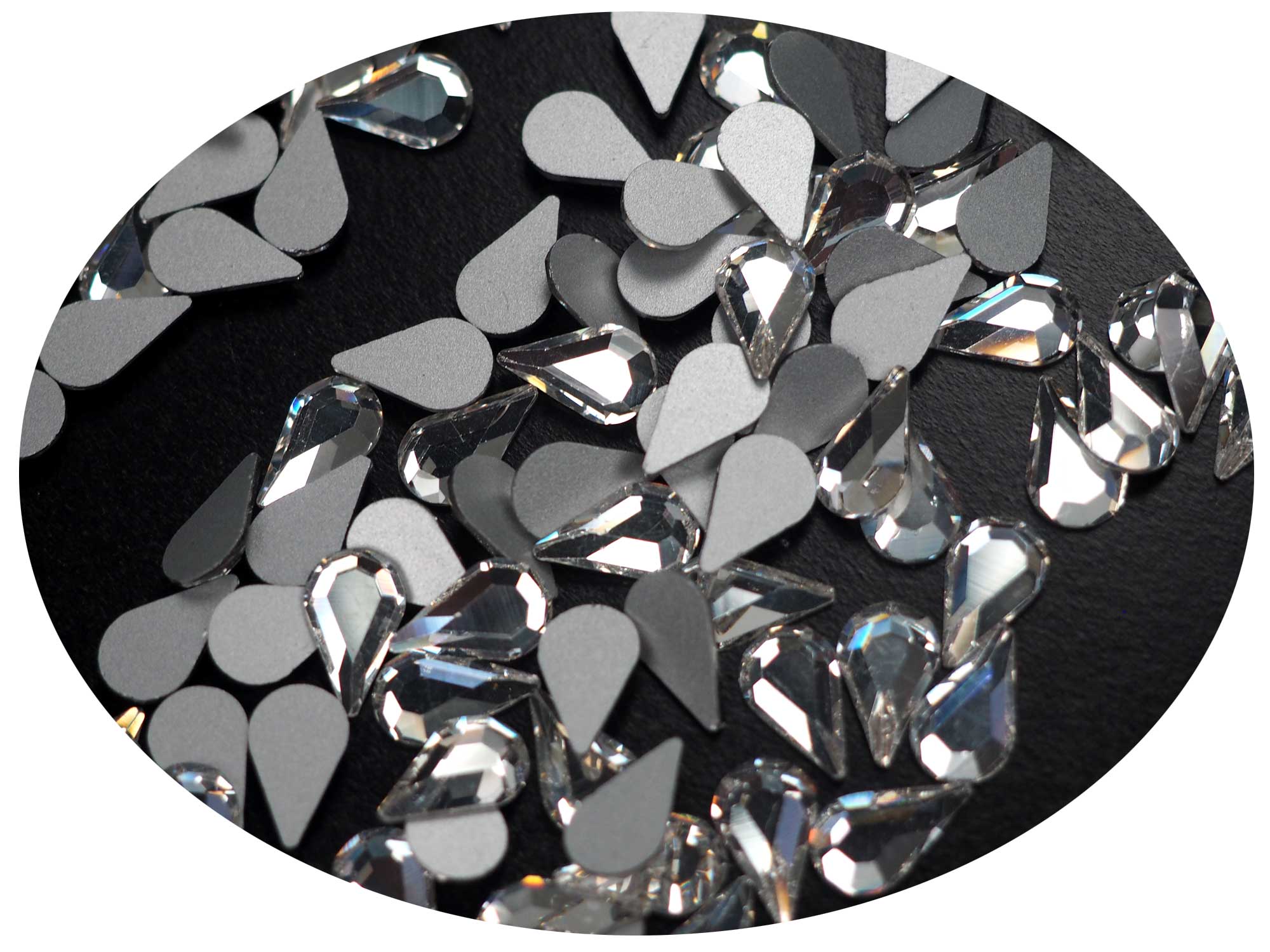 Crystal AB, Preciosa Czech MC RIVOLI FLATBACK Stones Style #438-11-301  Silver Foiled, sizes 14mm and 16mm, 12 pieces