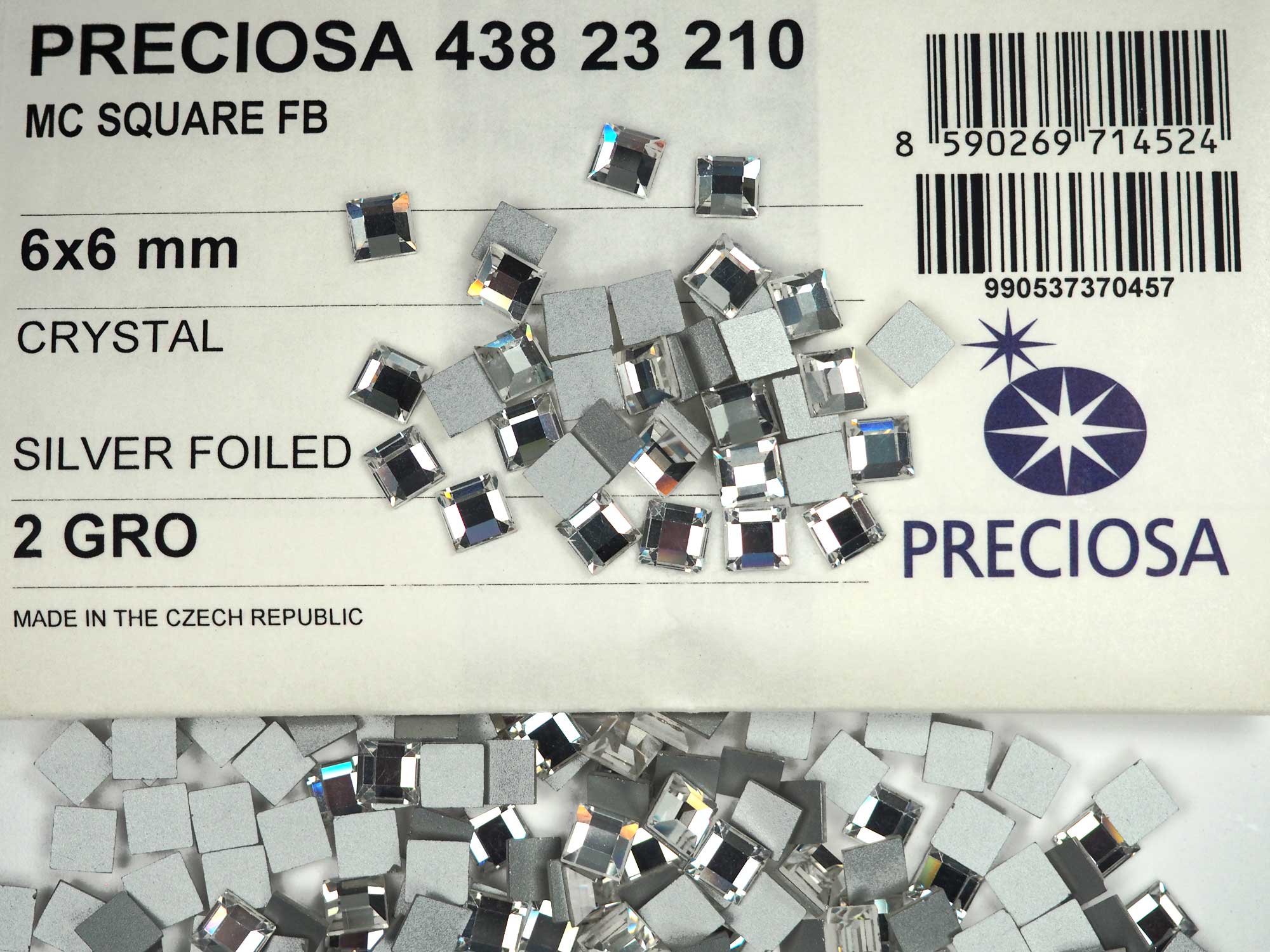 Crystal , Preciosa Czech MC Triangle Flatback Stones Style #438-21-210  Silver Foiled, size 6mm, 36pcs, P836