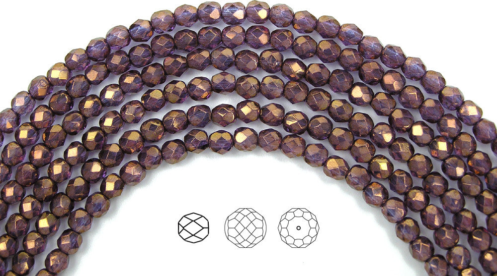 Beaded Chain Czech Glass 6mm Jet Gold Speckled Fire Polish/4mm Fire Po –  Beads To Live By