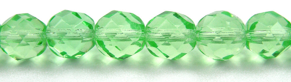 Peridot green Czech Fire Polished Round Faceted Glass Beads 16 inch strand in sizes 3mm 4mm 6mm 8mm 10mm 12mm