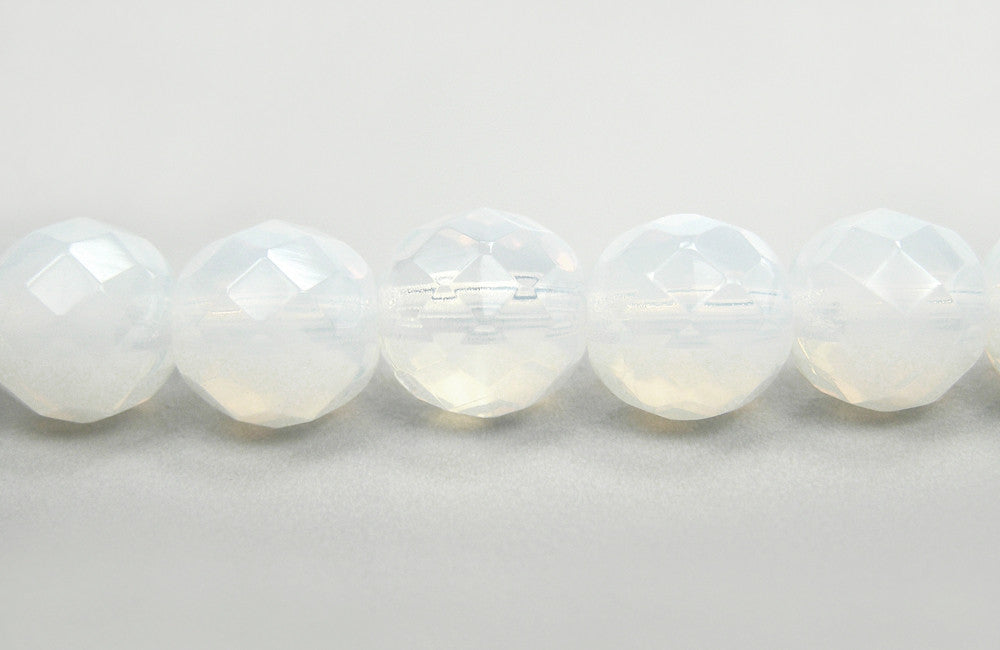 10mm White Opal Glass Beads-0387-10