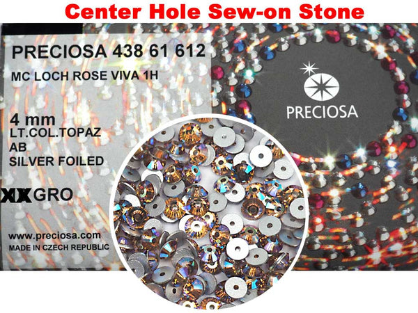 Crystal clear, Preciosa Czech MC VIVA Loch Rose 1-hole Sew-on Stones S -  Crystals and Beads for Friends