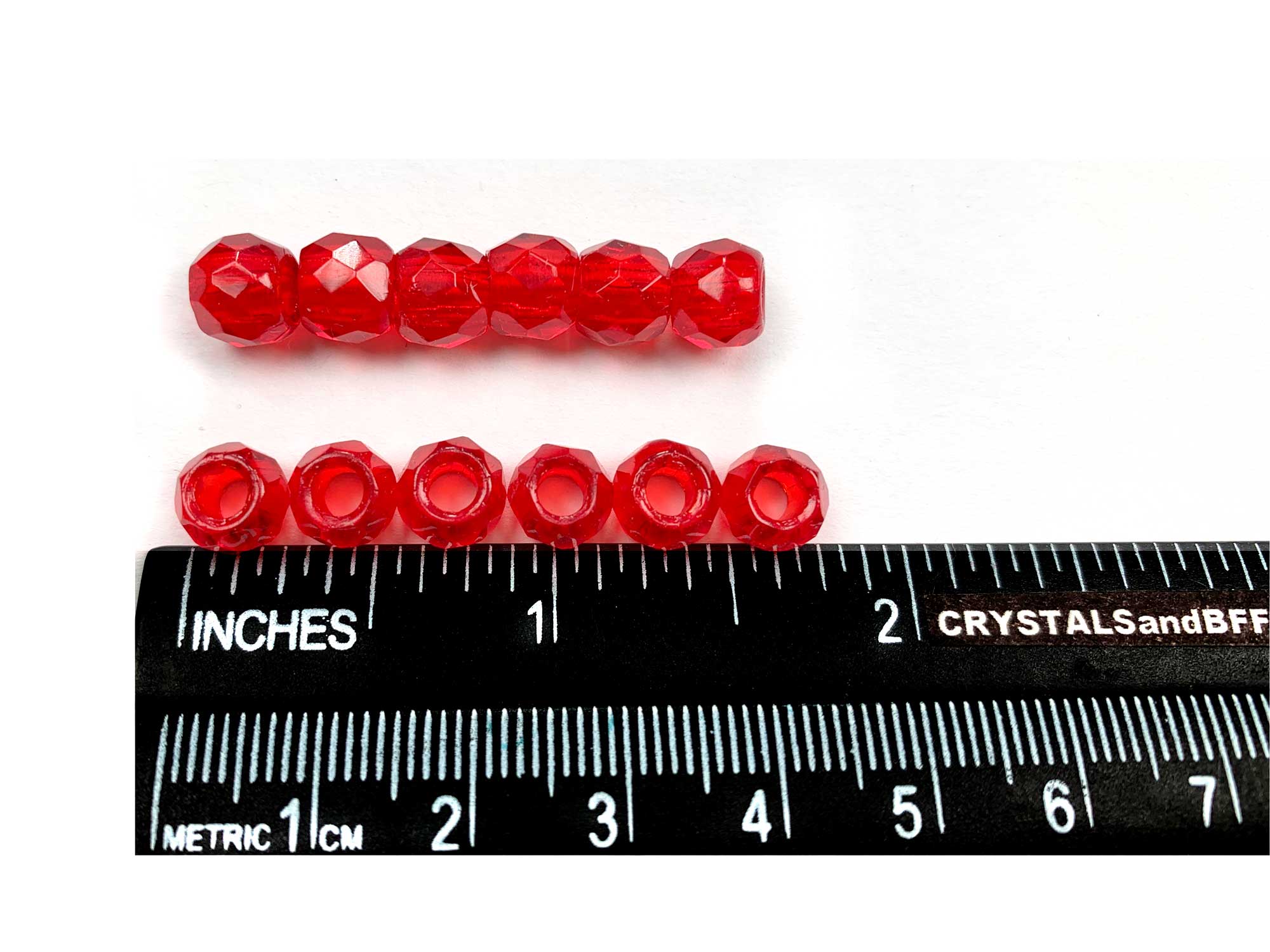 Czech Glass LARGE HOLE Faceted Fire Polished Beads 8mm (8x6.5mm