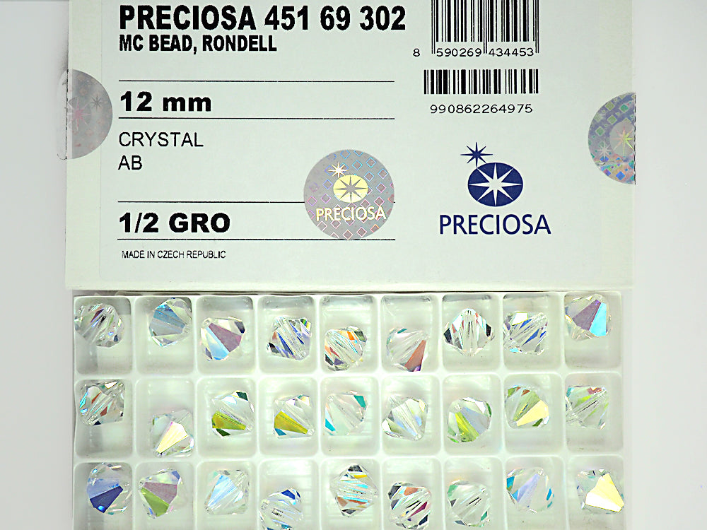 Crystal Light AB2X fully coated Czech Glass Beads Machine Cut