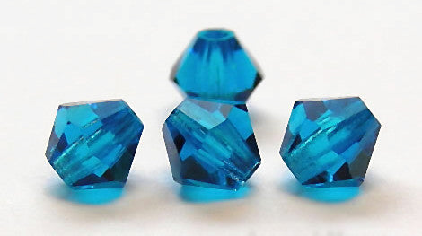 Aquamarine (Preciosa color), Czech Glass Beads, Machine Cut Bicones (M -  Crystals and Beads for Friends