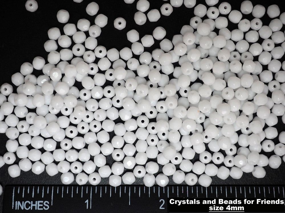 8mm Round Faceted Glass Beads - Cloudy White