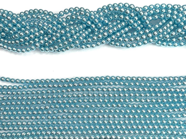 4mm Baby Blue Glass Pearl Beads-0147-20