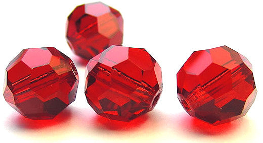 Light Siam Czech Machine Cut Round Crystal Beads 8mm light red